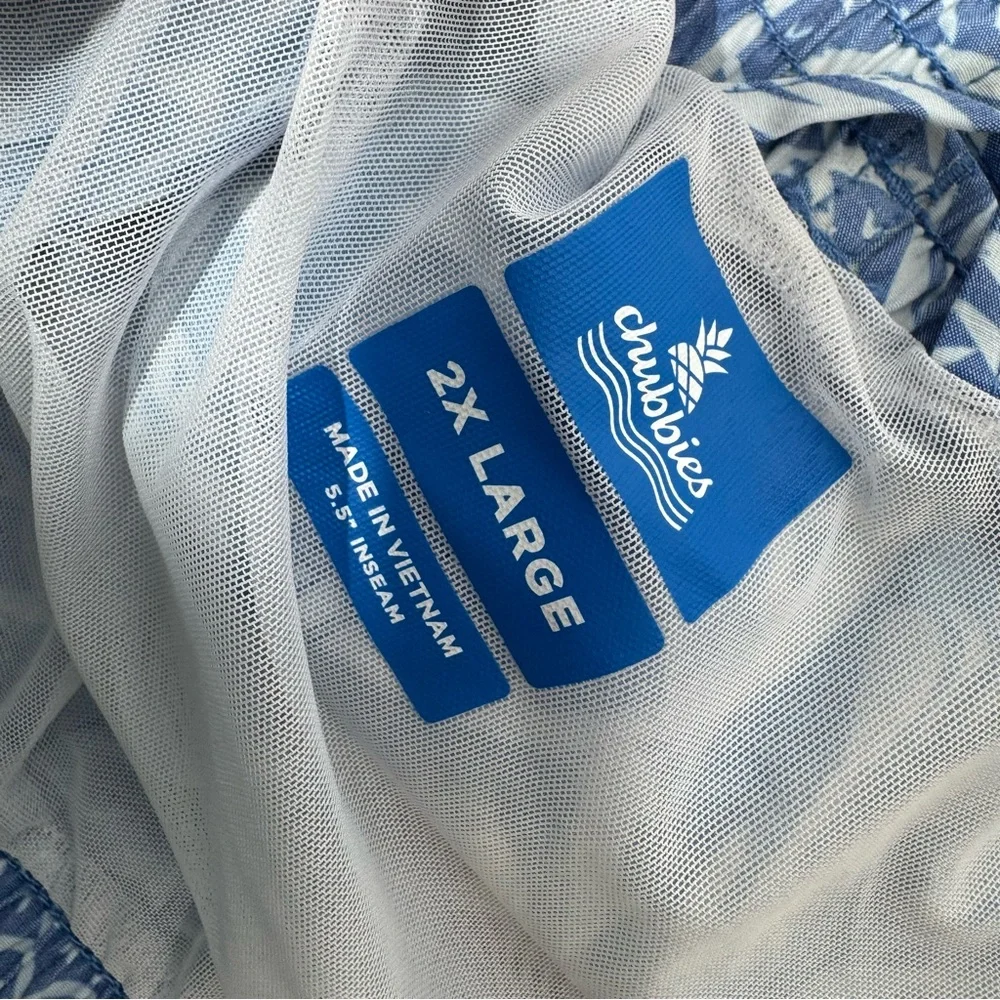 Chubbies Swim Trunks XXL Pineapples‎ Blue White Thigh Napples Mesh Lined